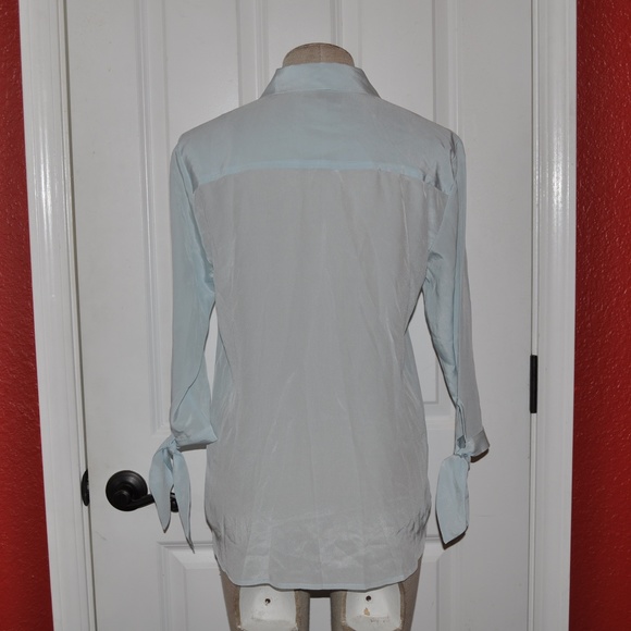 JUICY COUTURE Blue Vapor Silk Tie Sleeve Blouse B1 - Picture 6 of 8